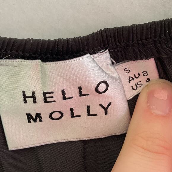 Hello Molly Womens Black Puff Sleeve Tie back Crop Top Small - Picture 5 of 5